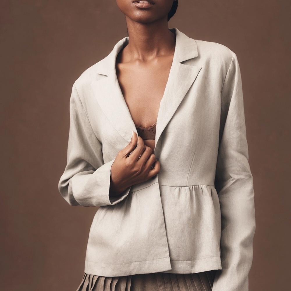 NEW Dolan Left of the Coast Linen Babydoll Ivory Blazer XS Anthropologie